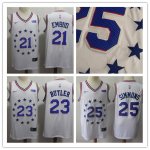 Basketball Philadelphia 76ers #21 Joel Embiid #23 Jimmy Butler #25 Ben Simmons Blue Swingman Earned Edition Jersey