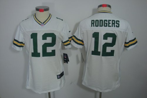 nike women nfl green bay packers #12 rodgers white [nike limited