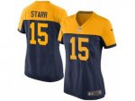 women nike nfl green bay packers #15 bart starr yellow and blue jerseys