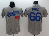mlb los angeles dodgers #66 yasiel puig majestic grey flexbase authentic collection jerseys