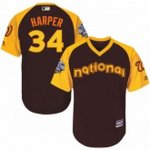 youth majestic washington nationals #34 bryce harper authentic brown 2016 all star national league bp cool base mlb jersey