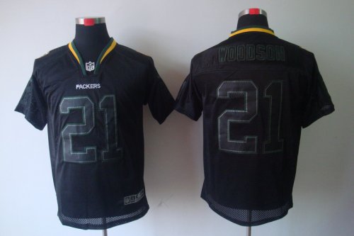 nike nfl green bay packers #21 woodson elite black [lights out]