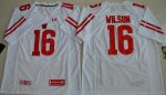 Men's Wisconsin Badgers #16 Russell Wilson White Stitched College Football 2016 Under Armour NCAA Jersey