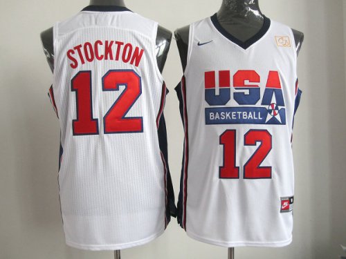 2012 usa jerseys #12 stockton white jerseys [Retro]