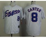 mlb montreal expos #8 carter white 1982 m&n jerseys [blue strip]