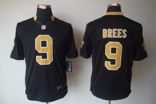 nike nfl new orleans saints #9 brees black jerseys [nike limited