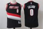 Youth NBA Portland Trail Blazers #0 Damian Lillard Black Stitched Road Swingman Jerseys