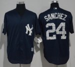 Men MLB New York Yankees #24 Gary Sanchez Blue 2017 Spring Training Authentic Cool Base Stitched Jerseys