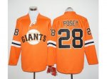men's san francisco giants #28 buster posey orange long sleeve stitched baseball jerseys