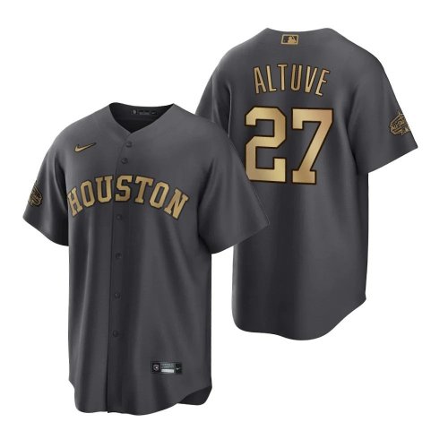 Men\'s Houston Astros Jose Altuve Charcoal 2022 MLB All-Star Game Replica Jersey