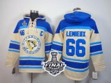 Men NHL Pittsburgh Penguins #66 Mario Lemieux Cream Sawyer Hooded Sweatshirt 2017 Stanley Cup Final Patch Stitched NHL Jersey