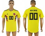 Custom Colombia 2018 World Cup Soccer Jersey Yellow Short Sleeves