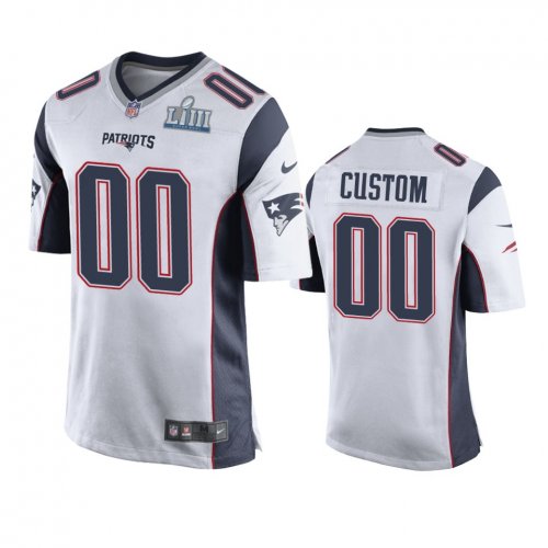 New England Patriots Custom White Nike Super Bowl LIII Game Jersey - Men\'s