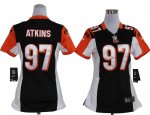 nike women nfl cincinnati bengals #97 atkins black jerseys