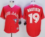 mlb majestic toronto blue jays #19 jose bautista red new cool base canada day jerseys