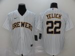 Men's Milwaukee Brewers #22 Christian Yelich White 2020 Stitched Baseball Jersey