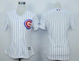 women mlb chicago cubs blank white majestic cool base jerseys [blue stripes]