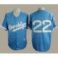 mlb los angeles dodgers #22 clayton kershaw light blue cooperstown jerseys
