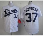 mlb detroit tigers #37 scherzer white jerseys [2013 new]