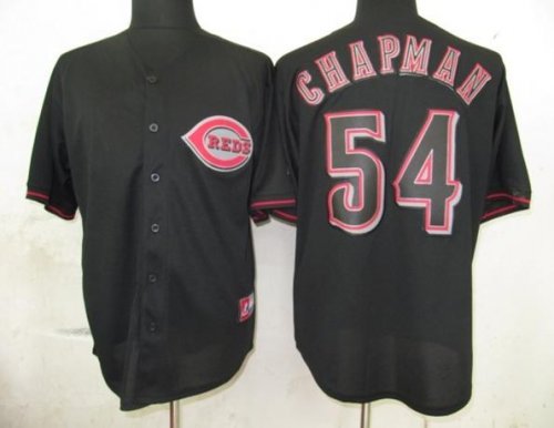 mlb jerseys cincinnati reds #54 chapman black fashion cheap jers