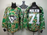 Men Pittsburgh Penguins #71 Evgeni Malkin Camo Veterans Day Practice 2017 Stanley Cup Finals Champions Stitched NHL Jersey