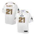 Men's Nike Dallas Cowboys #21 Ezekiel Elliott White Pro Line Gold Collection Limited NFL Jerseys