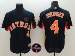 Men Majestic Houston Astros #4 George Springer Navy Blue Houston Astros Strong Patch Flex Base Jerseys