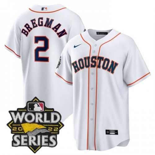 Men\'s Houston Astros #2 Alex Bregman White Stitched World Series Cool Base Limited Jersey