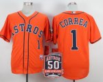mlb houston astros #1 carlos correa orange cool base 50th anniversary patch jerseys