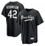 #42 Jackie Robinson Brooklyn Dodgers Black Replica Stitched Jersey