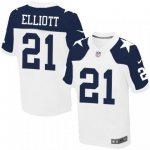Men's Nike Dallas Cowboys #21 Ezekiel Elliott White Thanksgiving Throwback Elite NFL Jerseys