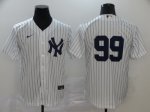 Men's New York Yankees #99 Aaron Judge White 2020 Baseball Jerseys No Name