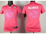 nike women nfl pittsburgh steelers #43 polamalu pink jerseys
