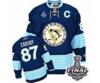 Men's Reebok Pittsburgh Penguins #87 Sidney Crosby Authentic Navy Blue Third Vintage 2017 Stanley Cup Final NHL Jersey