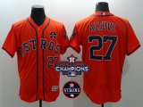 Men MLB Houston Astros #27 Jose Altuve Orange 2017 World Series Champions And Houston Astros Strong Patch Flex Base Jersey