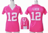 nike women nfl indianapolis colts #12 luck pink jerseys [draft h
