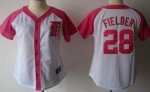 women mlb detroit tigers #28 j.d. martinez pink white cool base stitched baseball jerseys