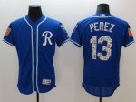 Baseball Kansas City Royals #13 Salvador Perez Royal 2018 Spring Training Flex Base Jersey and Cool Base Jersey