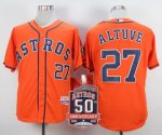 mlb houston astros #27 jose altuve orange cool base 50th anniversary patch jerseys
