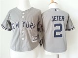 Toddlers MLB New York Yankees #2 Derek Jeter Majestic Grey Cool Base Jerseys