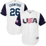 Men's USA Baseball #26 Brandon Crawford Majestic White 2017 World Baseball Classic Stitched Jersey
