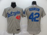 Men's Los Angeles Dodgers #42 Jackie Robinson Grey 2020 Stitched Baseball Jersey