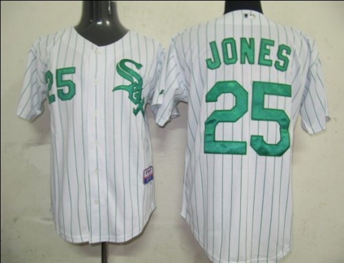 Baseball Jerseys chicago white sox #25 jones white(green strip)