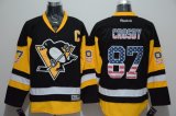 Men Pittsburgh Penguins #87 Sidney Crosby Black Alternate USA Flag Fashion Stitched NHL Jersey