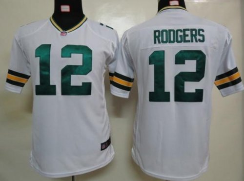 nike youth nfl green bay packers #12 rodgers white jerseys
