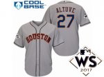 Men Majestic Houston Astros #27 Jose Altuve Grey 2017 World Series Cool Base MLB Jersey