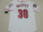 Men's MLB Cincinnati Reds #30 Ken Griffey White Majestic New Cool Base Jerseys