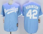 mlb los angeles dodgers #42 jackie robinson light blue throwback jerseys [mitchell and ness]