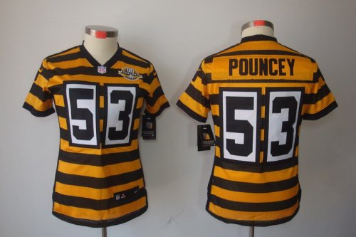 nike women pittsburgh steelers #53 pouncey throwback yellow and