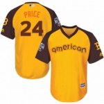 youth majestic boston red sox #24 david price authentic yellow 2016 all star american league bp cool base mlb jerseys